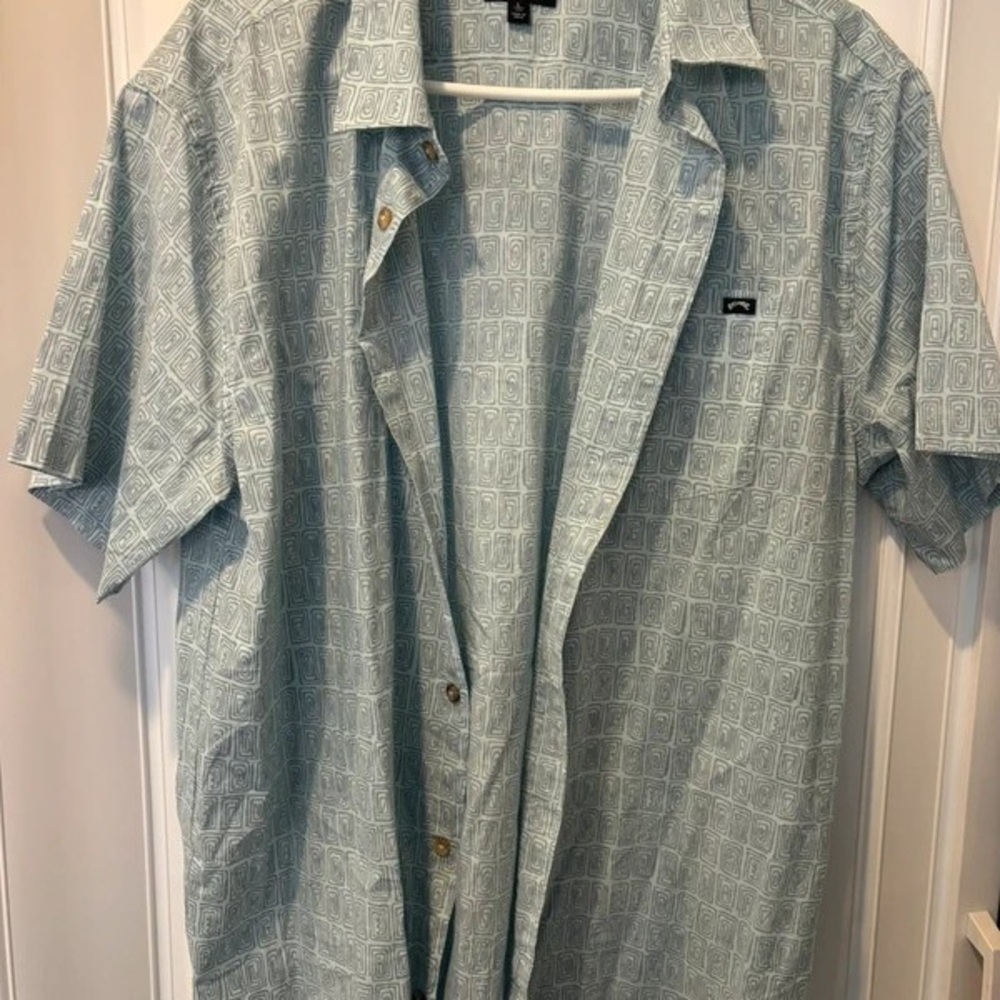 H&M Sky Blue Geometric Button-Up Shirt